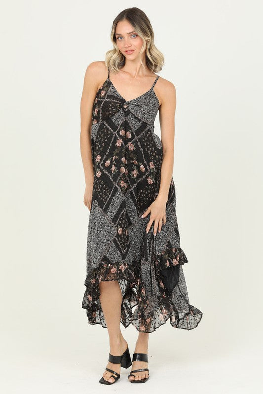 Paisley Hanky Hem Maxi Dress