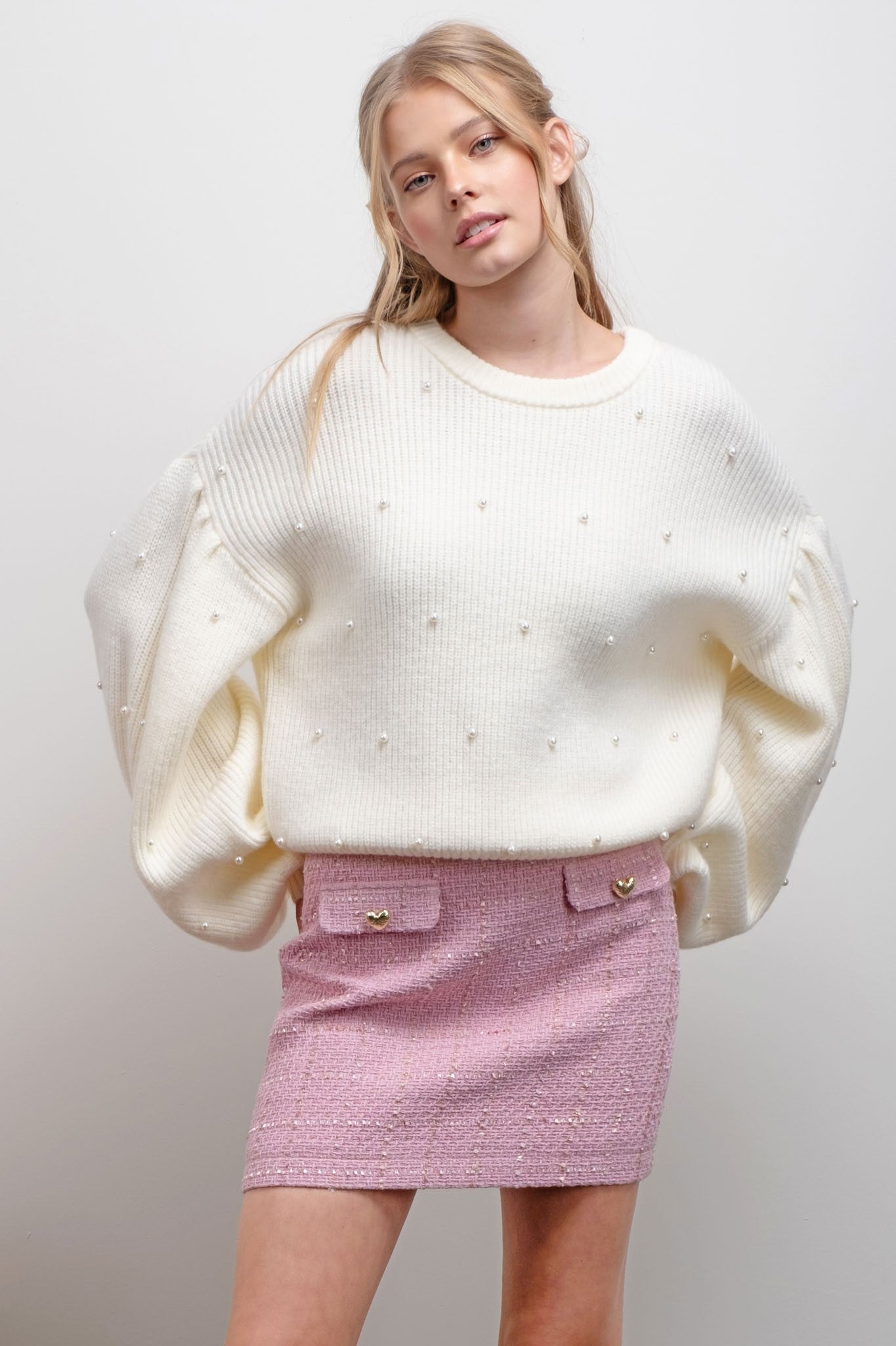 Pearl accent sweater hotsell