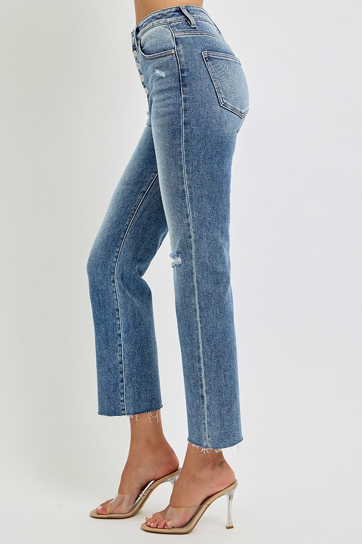 The Mya HR Crop Button Fly Jeans