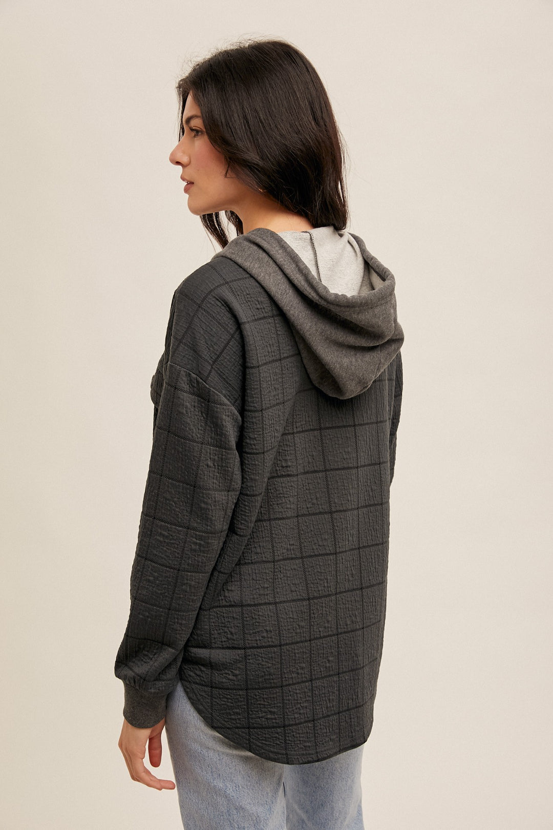 Lydia Tonal Plaid Button Shacket