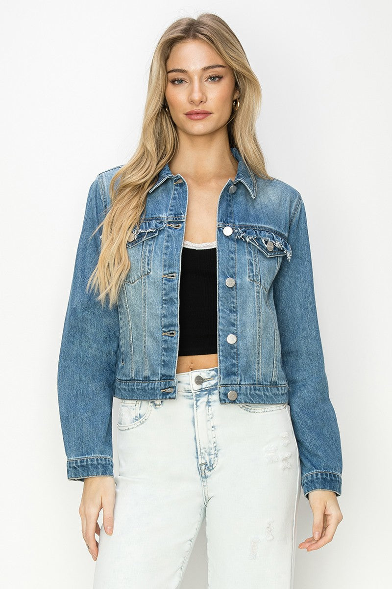 Riles Ruffle Detail Denim Jacket