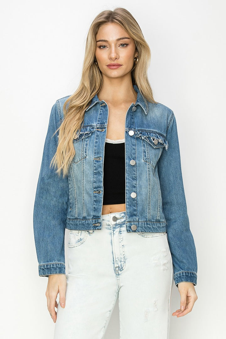 Riles Ruffle Detail Denim Jacket