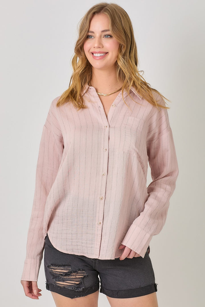 Dinah Stripe Button Down Top