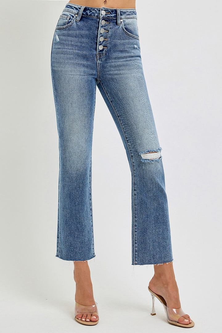 The Mya HR Crop Button Fly Jeans