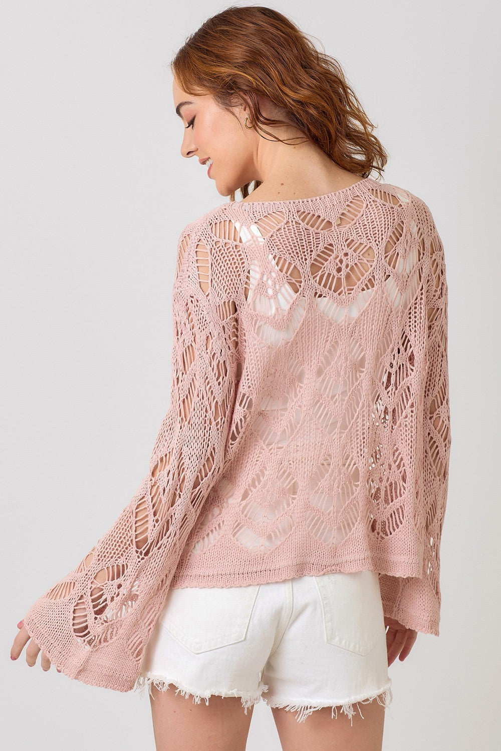 Hadli Crochet Knit L. Sleeve Top