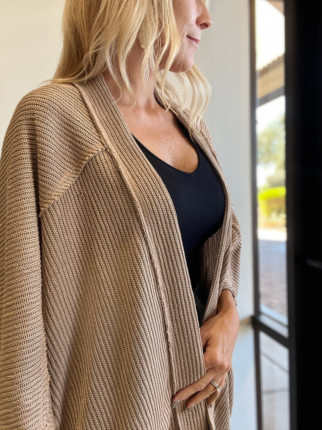 Bailee Raw Hem Cardigan mocha L