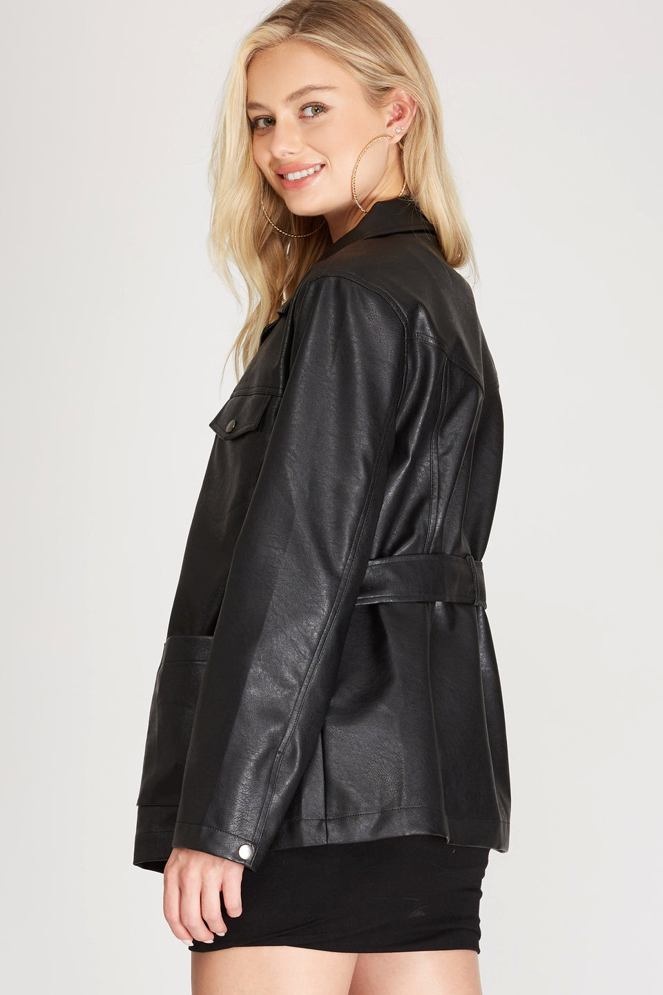 Stella Faux Leather Button Jacket