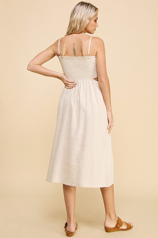 Lissa Side Cut Linen Dress