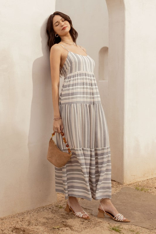 Erin Contrast Stripe Maxi Dress