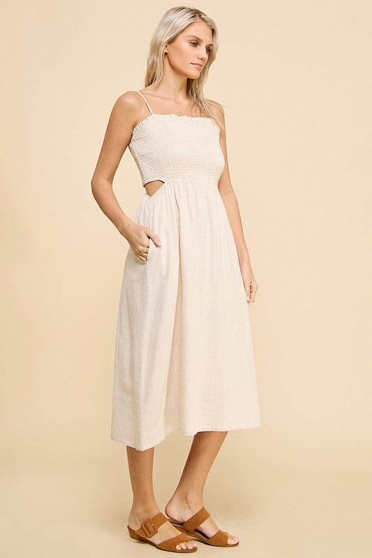 Lissa Side Cut Linen Dress